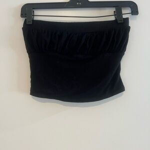 Free People Black Strapless Ruched Bandeau Top